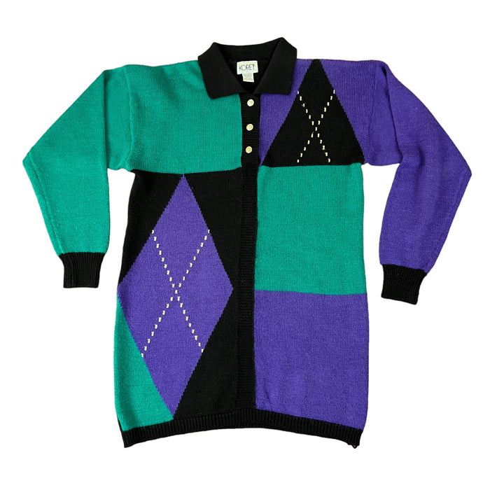Vintage Color Block Wool Blend Pullover Sweater Size Medium