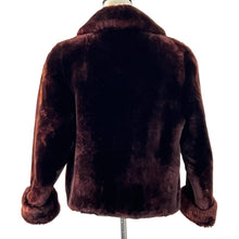 Load image into Gallery viewer, Vintage 50s Dark Brown Faux Fur Long Sleeve Crop Jacket Size Small
