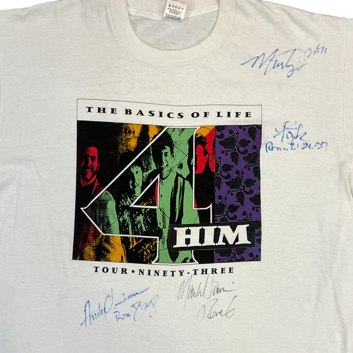 Vintage 90s 4 HIM The Basics of Life tour 1993 T-Shirt With Autograph Size XL