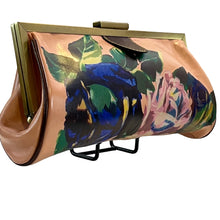 Load image into Gallery viewer, Patricia Nash Athena Clutch Leather Frame Bag Pink with Painted Flowers
