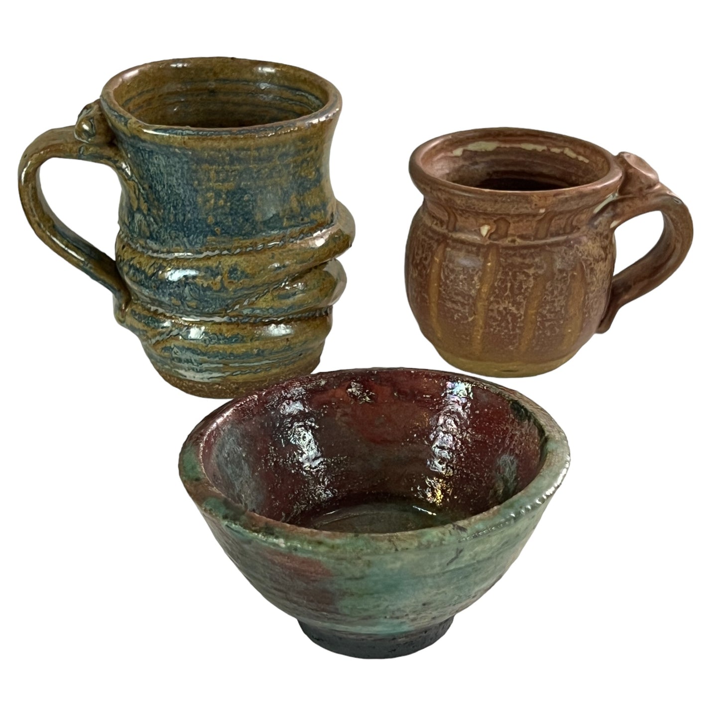 1970s Signed Studio Art Pottery Mug Picher 3 Pcs Set