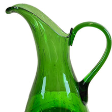 Load image into Gallery viewer, Blenko Glass Co Art Hand Blown Glass Floor Pitcher Applied Handle Lime Green 
