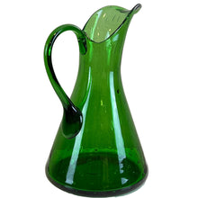 Load image into Gallery viewer, Blenko Glass Co Art Hand Blown Glass Floor Pitcher Applied Handle Lime Green 
