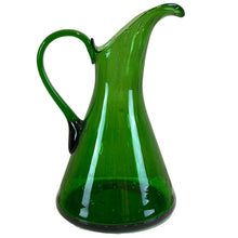 Load image into Gallery viewer, Blenko Glass Co Art Hand Blown Glass Floor Pitcher Applied Handle Lime Green 
