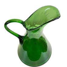 Load image into Gallery viewer, Blenko Glass Co Art Hand Blown Glass Floor Pitcher Applied Handle Lime Green 
