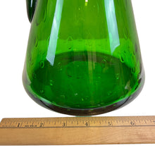 Load image into Gallery viewer, Blenko Glass Co Art Hand Blown Glass Floor Pitcher Applied Handle Lime Green 
