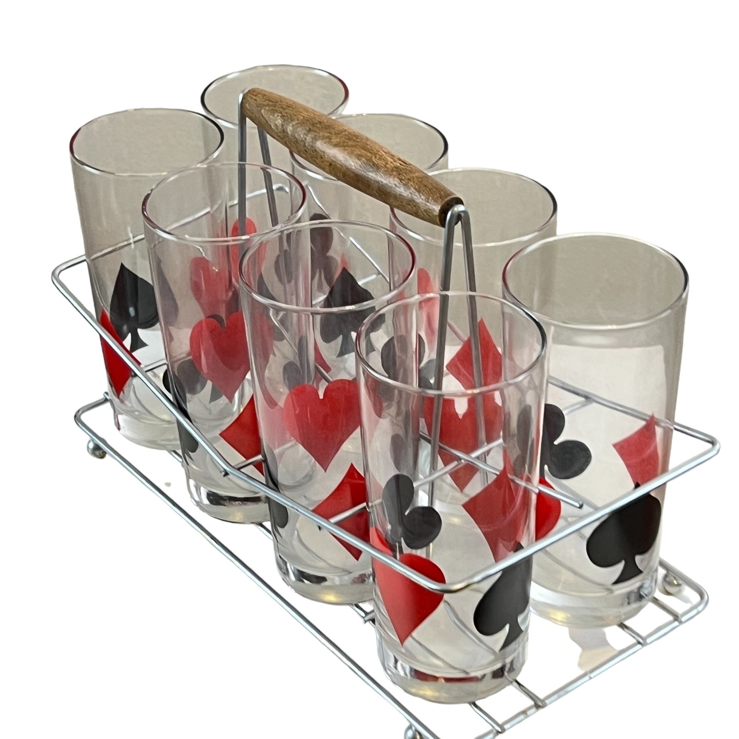Vintage Playing Card Suit Highball Glasses 8 Pieces 