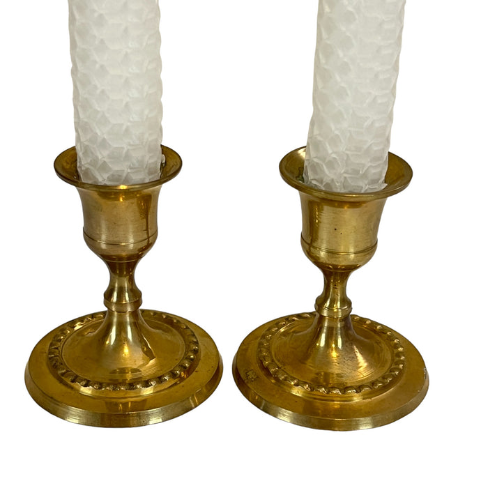 Vintage 1890s Pair of VICTORIAN Solid Brass Candle Holder