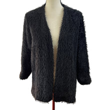 Load image into Gallery viewer, Black Shaggy Open Cardigan Sweater by Aunt Wanda Size Small/Medium
