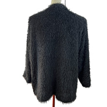 Load image into Gallery viewer, Black Shaggy Open Cardigan Sweater by Aunt Wanda Size Small/Medium
