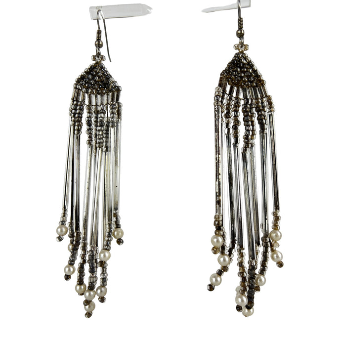 Vintage Native American Beaded Dangle Earrings 4.5