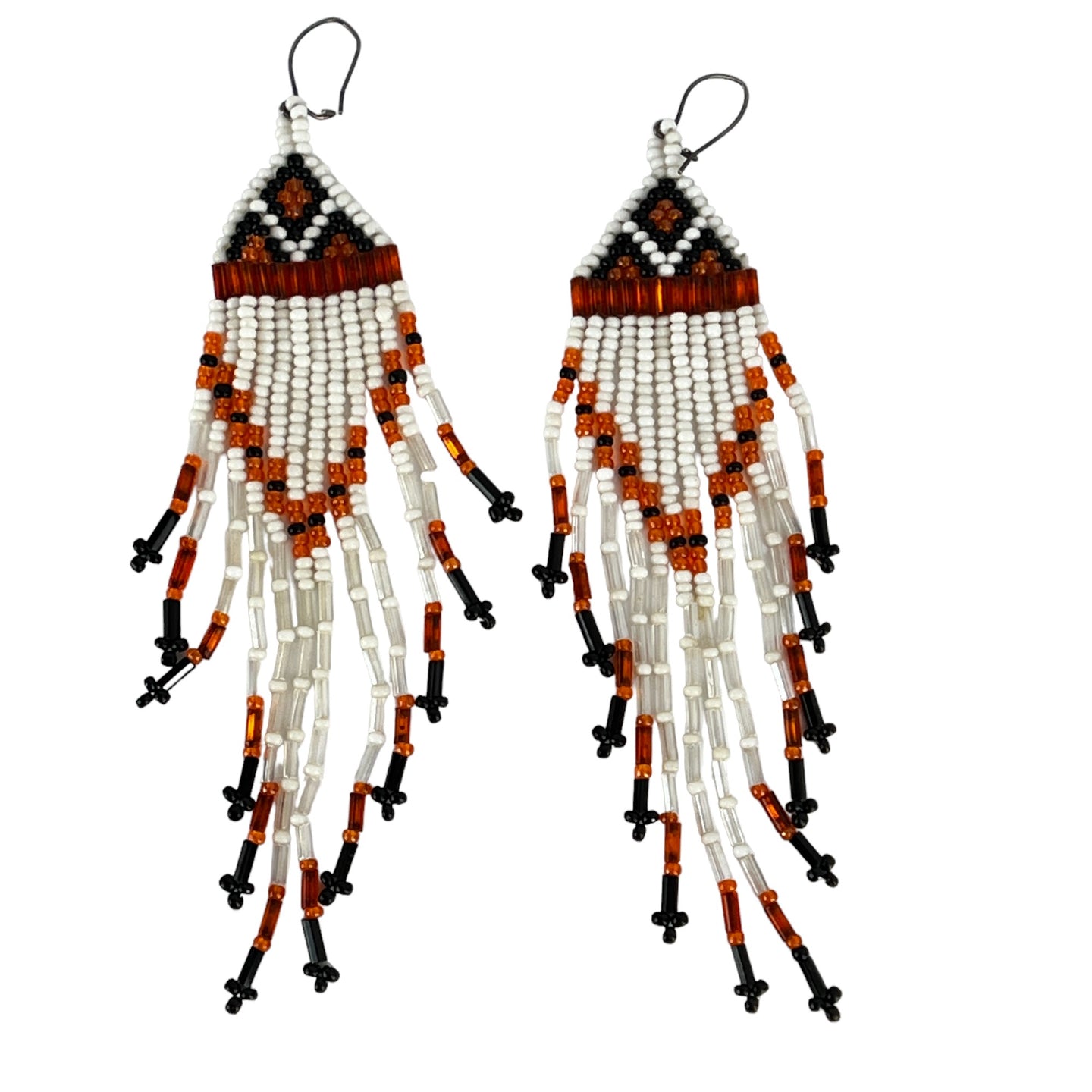 Vintage Native American Hand-Beaded Dangle Earrings  4.8