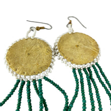 Load image into Gallery viewer, Vintage Native American Style Turquoise and White Beaded Earrings 4&quot; 

