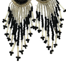 Load image into Gallery viewer, Vintage Native American Style Black Beaded Earrings 4&quot; 
