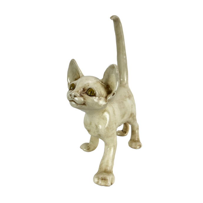 Anthony Freeman McFarlin Smiling Cat Pottery Figurine Vintage MCM 9 3/4