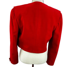 Load image into Gallery viewer, Vintage 80s Red Cropped Wool Blazer w Gold Buttons Size Medium
