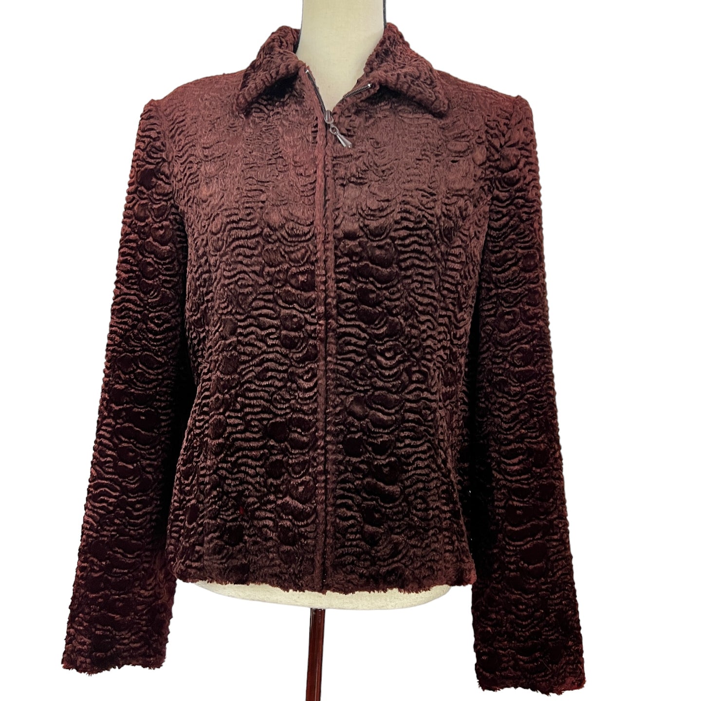 Vintage Brown Velvet Zip Blazer Jacket Size 12
