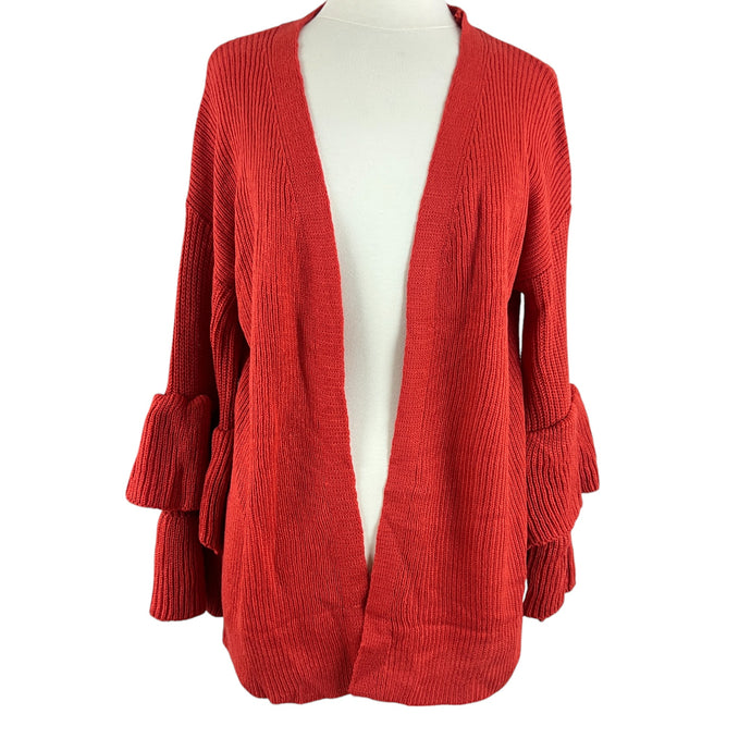 Orange Ruffle Bell Sleeve Knit Cardigan Size S/M