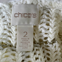 Load image into Gallery viewer, Chico&#39;s Open Knit V-Neck Sweater 3/4 Sleeve Size Large (Chico&#39;s Size 2) in Description
