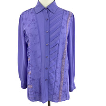 Load image into Gallery viewer, Vintage Lavender Embroidered Button Up Shirt Size M 
