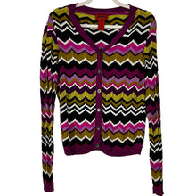 Load image into Gallery viewer, Missoni for Target Cardigan Sweater Purple Multicolor Chevron Stripe Size Medium
