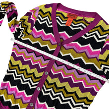 Load image into Gallery viewer, Missoni for Target Cardigan Sweater Purple Multicolor Chevron Stripe Size Medium

