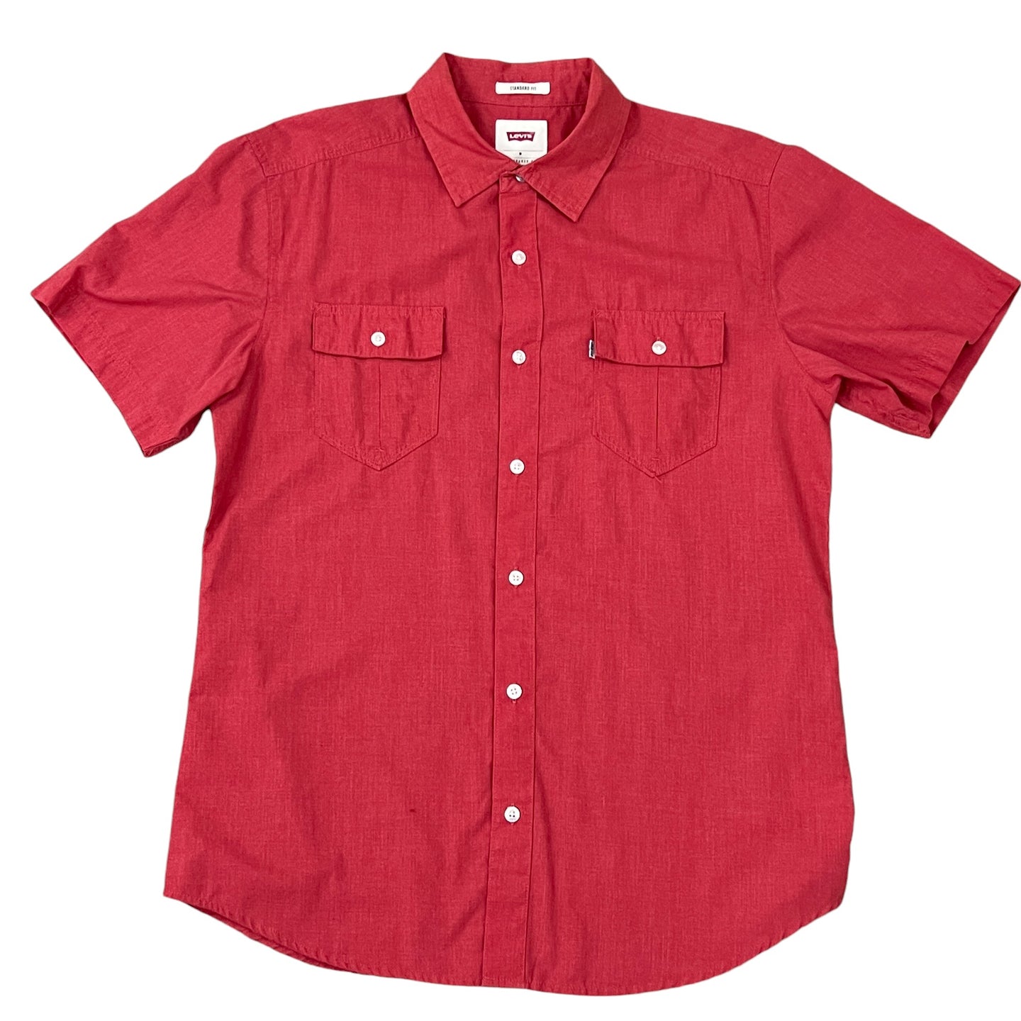 Levi's Red Standard Fit Short Sleeve Button-Up Shirt Size M