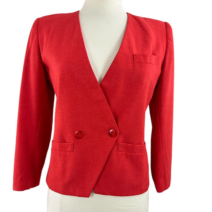 Vintage 80s Boxy Red Blazer & Top Set Size 4