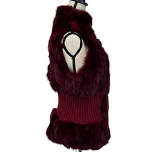Load image into Gallery viewer, Rabbit Fur Vest Wool Shell Leather Trim
