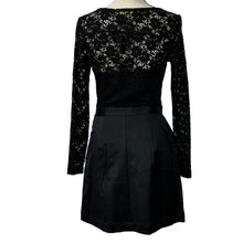 Load image into Gallery viewer, Women Black Lace Long Sleeves Knee Length Dress With Pockets
