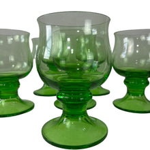 Load image into Gallery viewer, Vintage Blown Green Glass Goblet Set of 6

