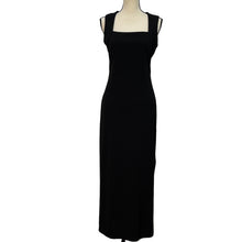 Load image into Gallery viewer, 90&#39;s Square Neck Scoop Back Long Black Dress Size Medium 
