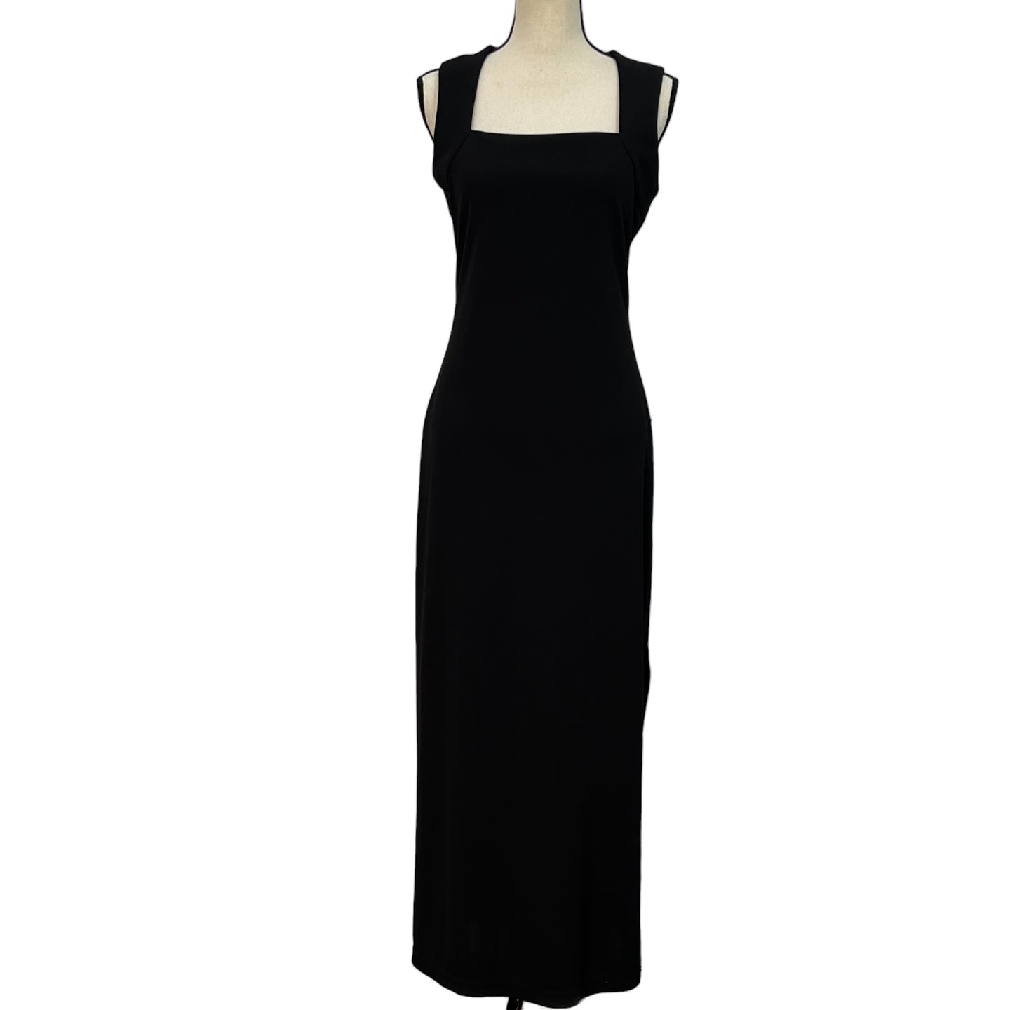 90's Square Neck Scoop Back Long Black Dress Size Medium 