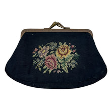 Load image into Gallery viewer, Western Germany Black Embroidered Roses Coin Purse
