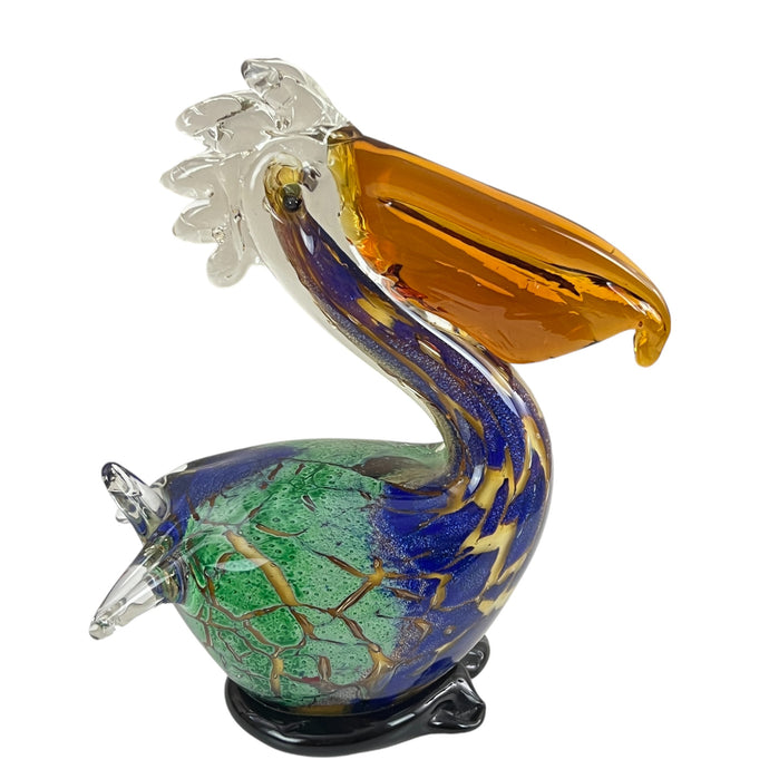 Vintage Multi Color Hand Blown Art Glass Bird Pelican 7