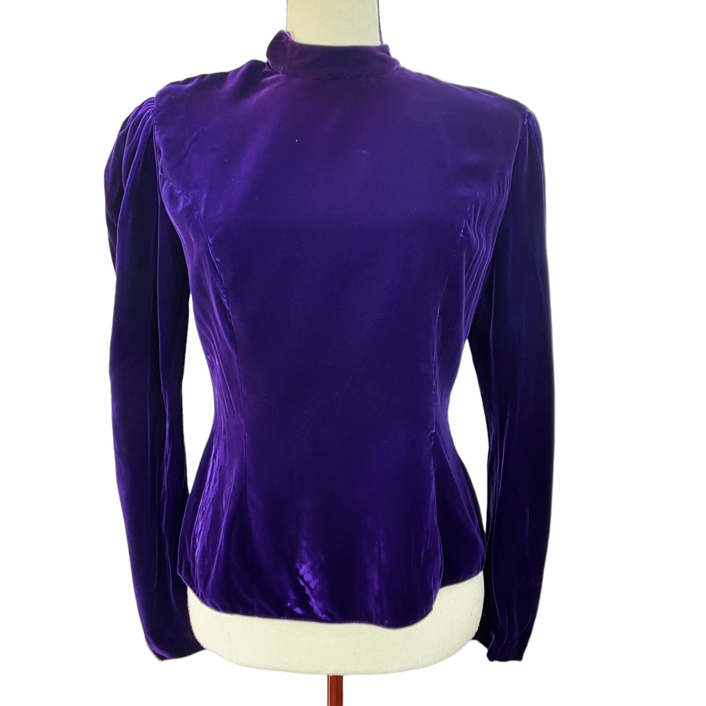 Vintage 50s Purple Velvet Long Sleeve Top Size 36 
