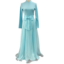Load image into Gallery viewer, Vintage 60&#39;s Turquoise Chiffon Gown Size 32&quot; 

