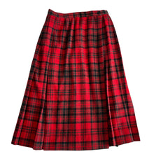 Load image into Gallery viewer, ILGWU Red Plaid Wool Midi Skirt Size XS
