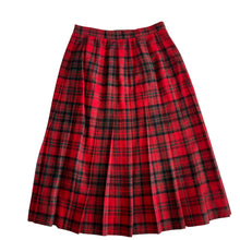 Load image into Gallery viewer, ILGWU Red Plaid Wool Midi Skirt Size XS
