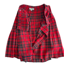 Load image into Gallery viewer, ILGWU Red Plaid Wool Midi Skirt Size XS
