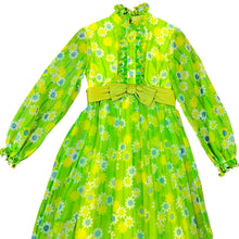 Load image into Gallery viewer, Vintage 60s Green Groovy Boho Flower Maxi Dress
