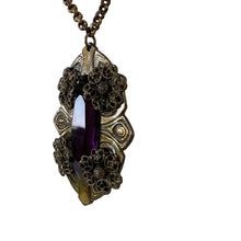Load image into Gallery viewer, Antique Victorian Purple Stone Pendant Necklace 18&quot;
