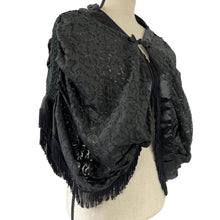 Load image into Gallery viewer, Black Vintage Fringed Cape Size Small

