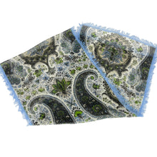 Load image into Gallery viewer, Vintage Worth Sheer Wool Paisley Blue Rectangle Scarf
