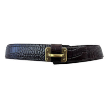 Load image into Gallery viewer, Vintage Brown Croc Embossed Leather Belt USA Size Small.
