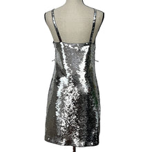 Load image into Gallery viewer, Michael Kors Silver Women Sequin Dress Size Small
