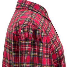 Load image into Gallery viewer, Red Plaid 100% Wool Fringed Button Up Flannel Shirt Size M
