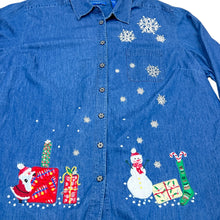 Load image into Gallery viewer, Karen Scott Christmas Denim Shirt Size 3X
