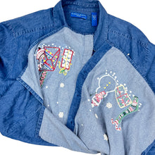 Load image into Gallery viewer, Karen Scott Christmas Denim Shirt Size 3X
