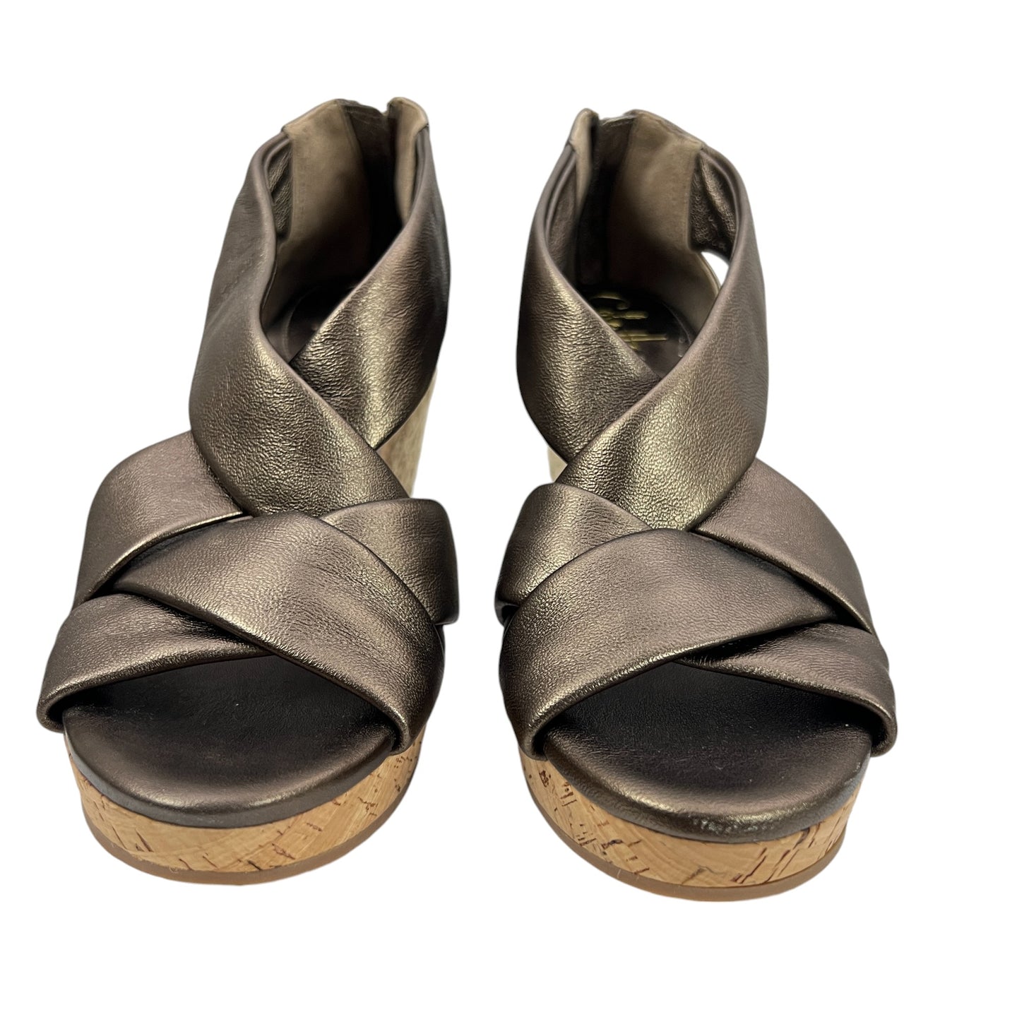 Clarks Bronze Leather Wedge Sandals